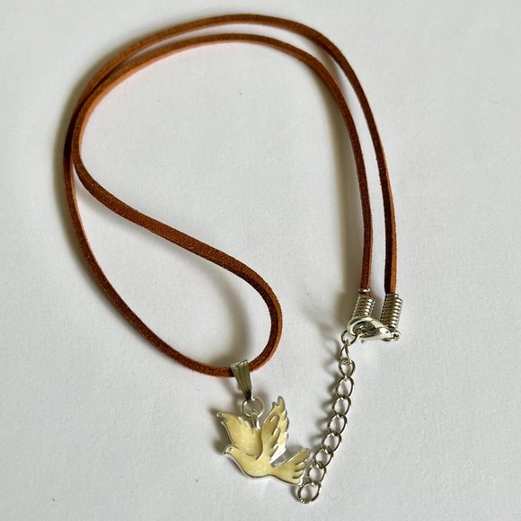 Silver White Dove Bird Pendant Necklace Plated 18-19" Enamel Holy Spirit Peace - Picture 6 of 9